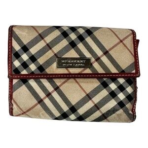 Burberry London Nova Check Red Leather Snap Wallet